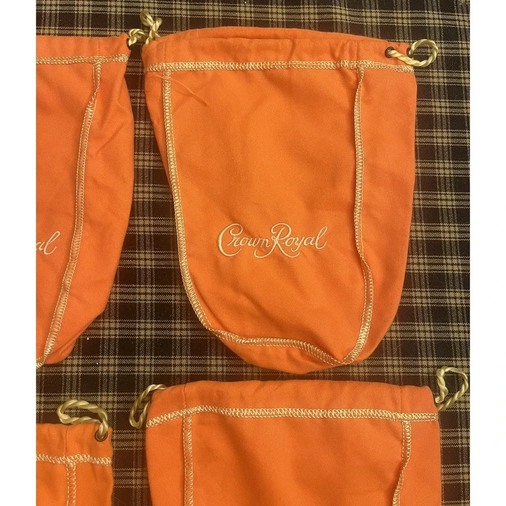 Crown Royal Orange Drawstring Bags Lot Of‎ 5 Cloth Pouch Sack Set Liquor Whiskey